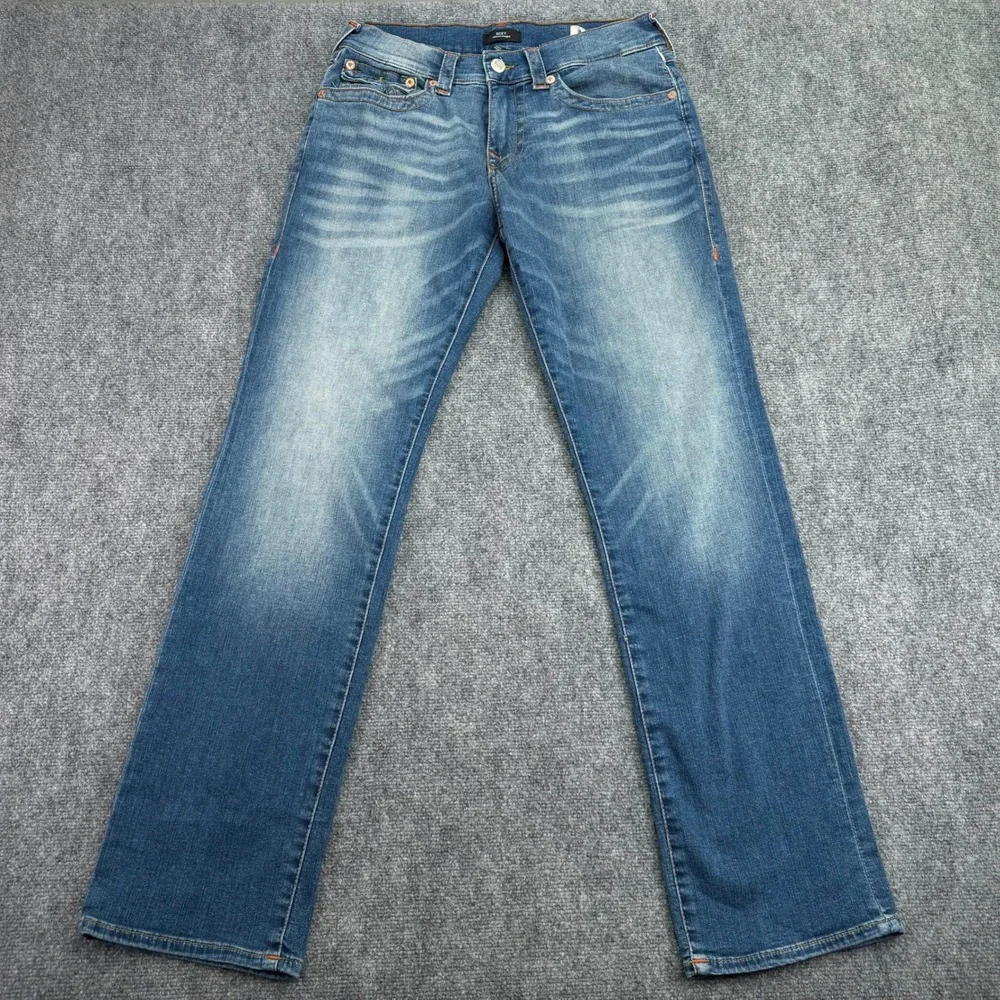 True Religion Jeans Men's 32x34 Blue Ricky Relaxed Straight Flap Pockets
